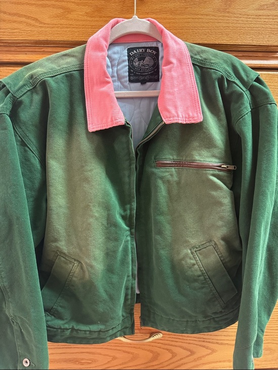 Dairy Boy Jackets & Blazers - Dairy Boy Green and Pink Utility Barn Jacket
